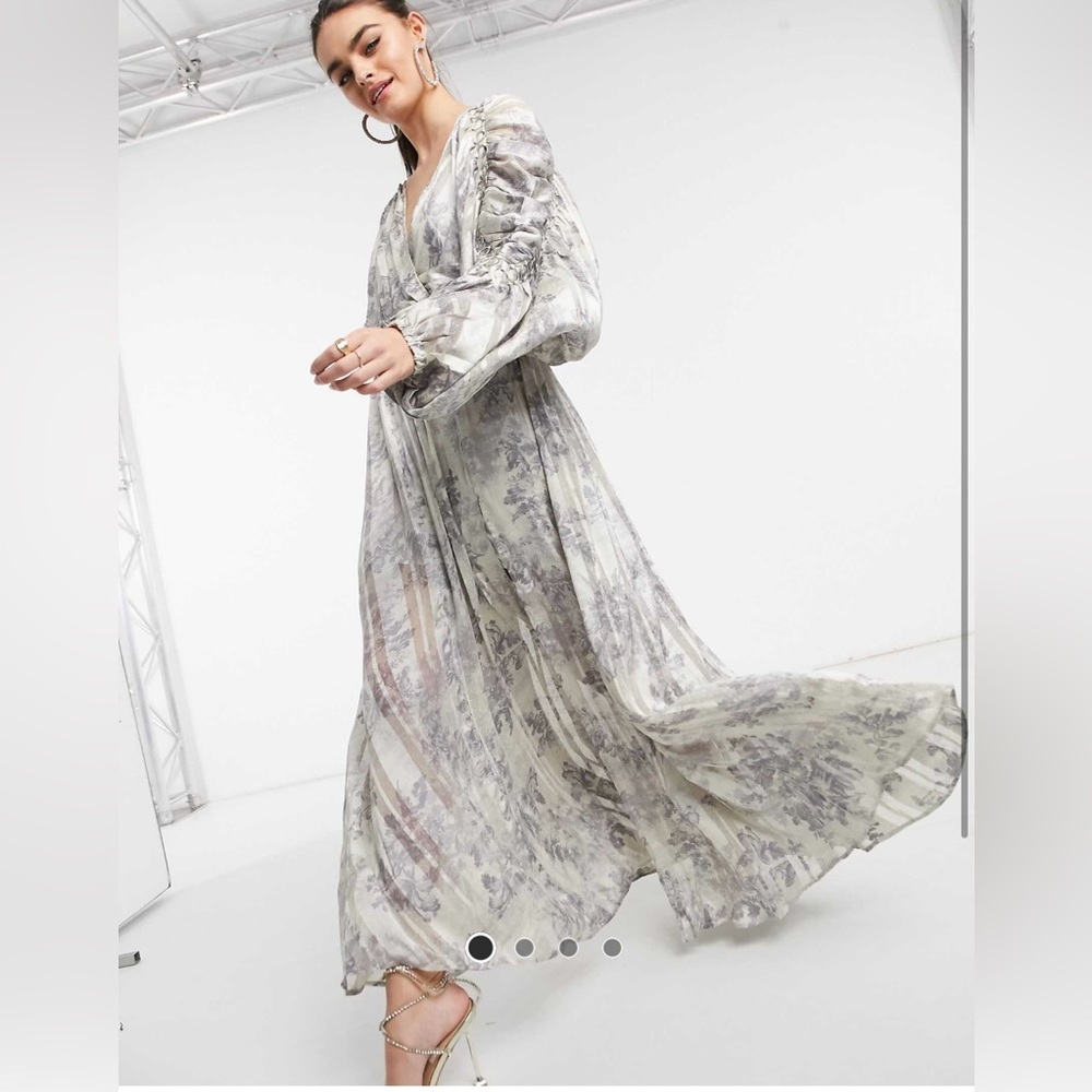 ASOS DESIGN chain insert printed maxi dress in floral print and satin stripe